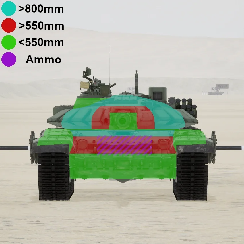 T-72S protection map: T-72B3